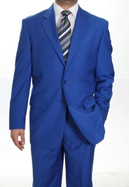 Abito Blu Reale Essenziale da Uomo: Eleganza Semplice con Pantaloni Flat Front, Look Impeccabile.